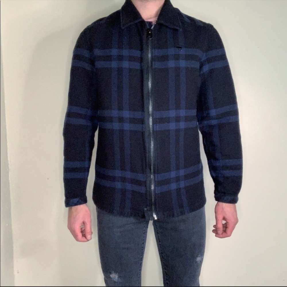 G Star Raw Men’s Slim Type Clean Overshirt Shirt Jacket Medium Navy Black